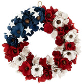 Americana Floral Flag Wood Shavings Wreath - 15"