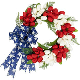 Tulip Patriotic Wreath With Star Bow - 24"