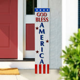 Patriotic "God Bless America" Wooden Porch Board Sign Decoration - 35.75"