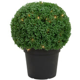 20" Pre-Lit Artificial Boxwood Ball Topiary in Round Pot Clear Lights