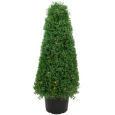 3' Pre-Lit Artificial Boxwood Cone Topiary Tree With Round Pot Clear Lights