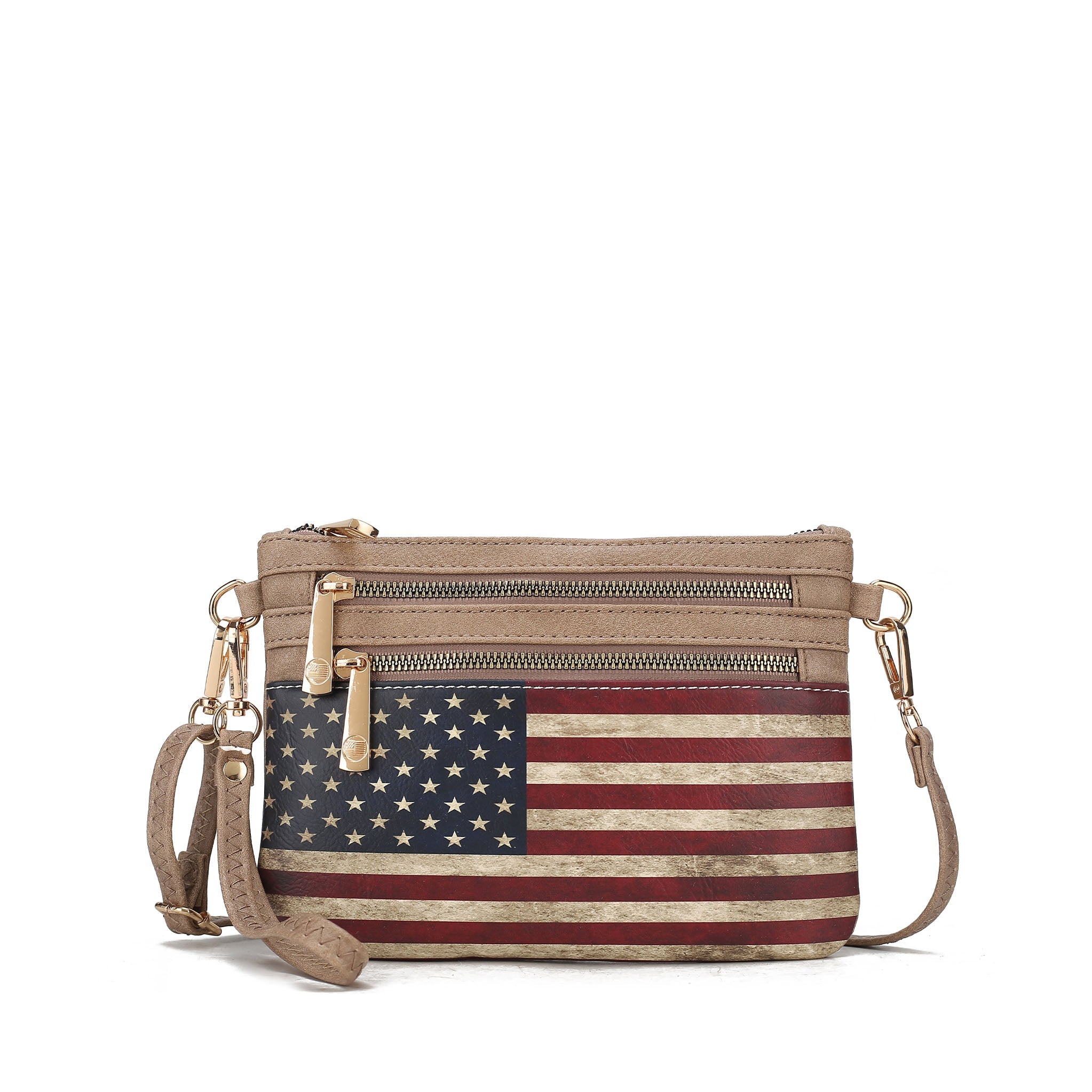  MKF Collection Alisson Printed Flag Crossbody Bag - Beige - Bonton