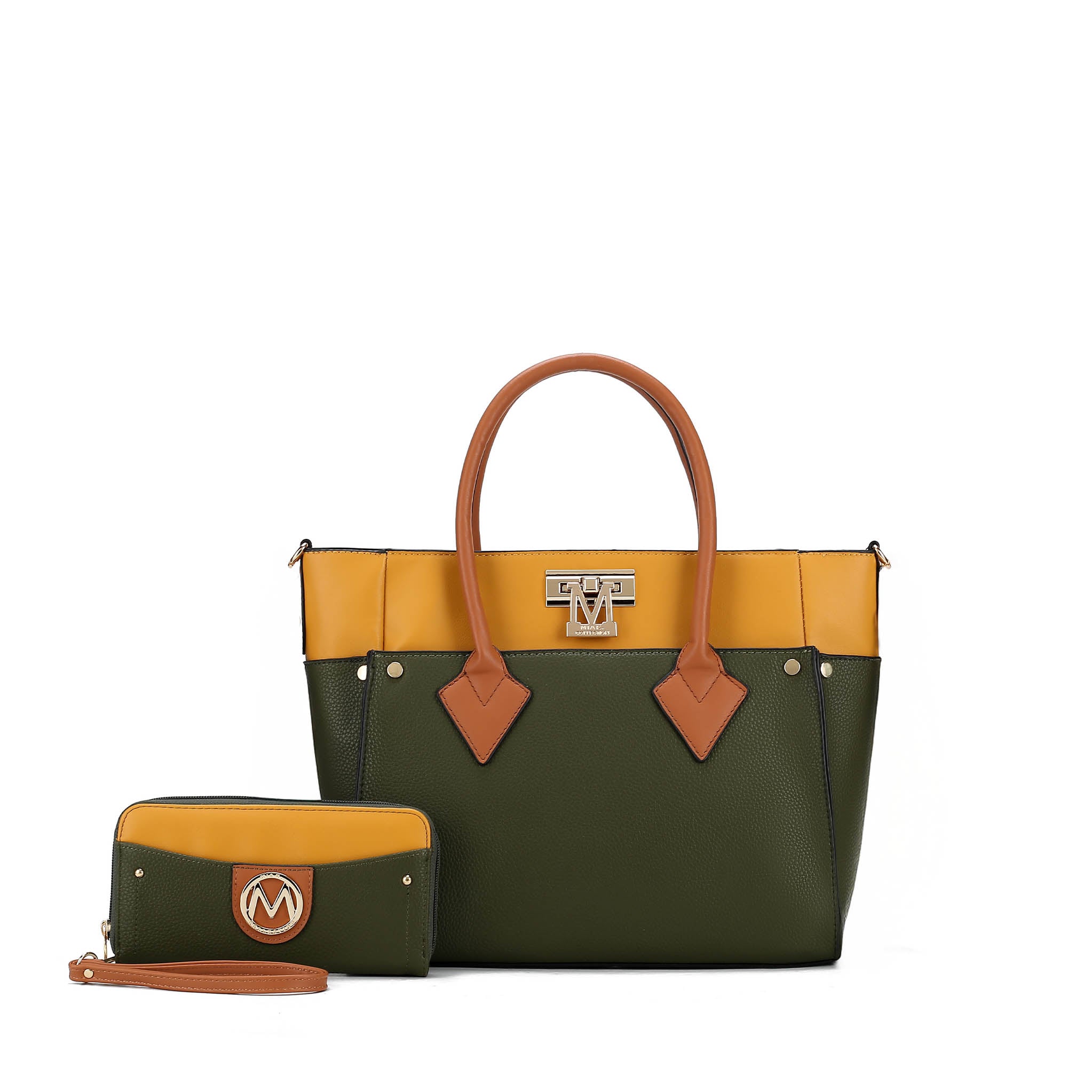  MKF Collection Brynlee Color-Block Tote Bag and Wallet Set - Gray - Bonton