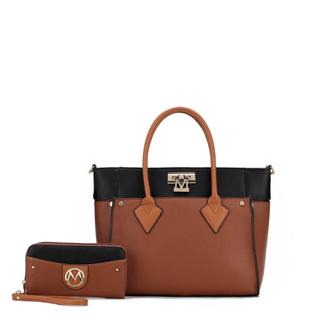 Brynlee Color-Block Tote Bag and Wallet Set