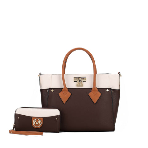 Brynlee Color-Block Tote Bag and Wallet Set