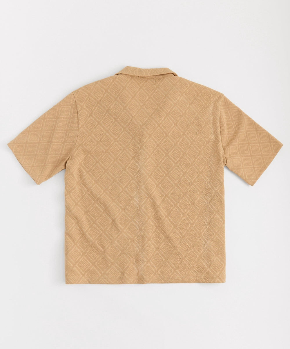  Reason Clothing Textured Knit Short Sleeve Button Down Shirt - Taupe - TAUPE - Bonton