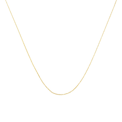Solid 10K Yellow Gold 0.5Mm Slim And Dainty Rope Chain Necklace. Unisex Chain - Size 16" Inches