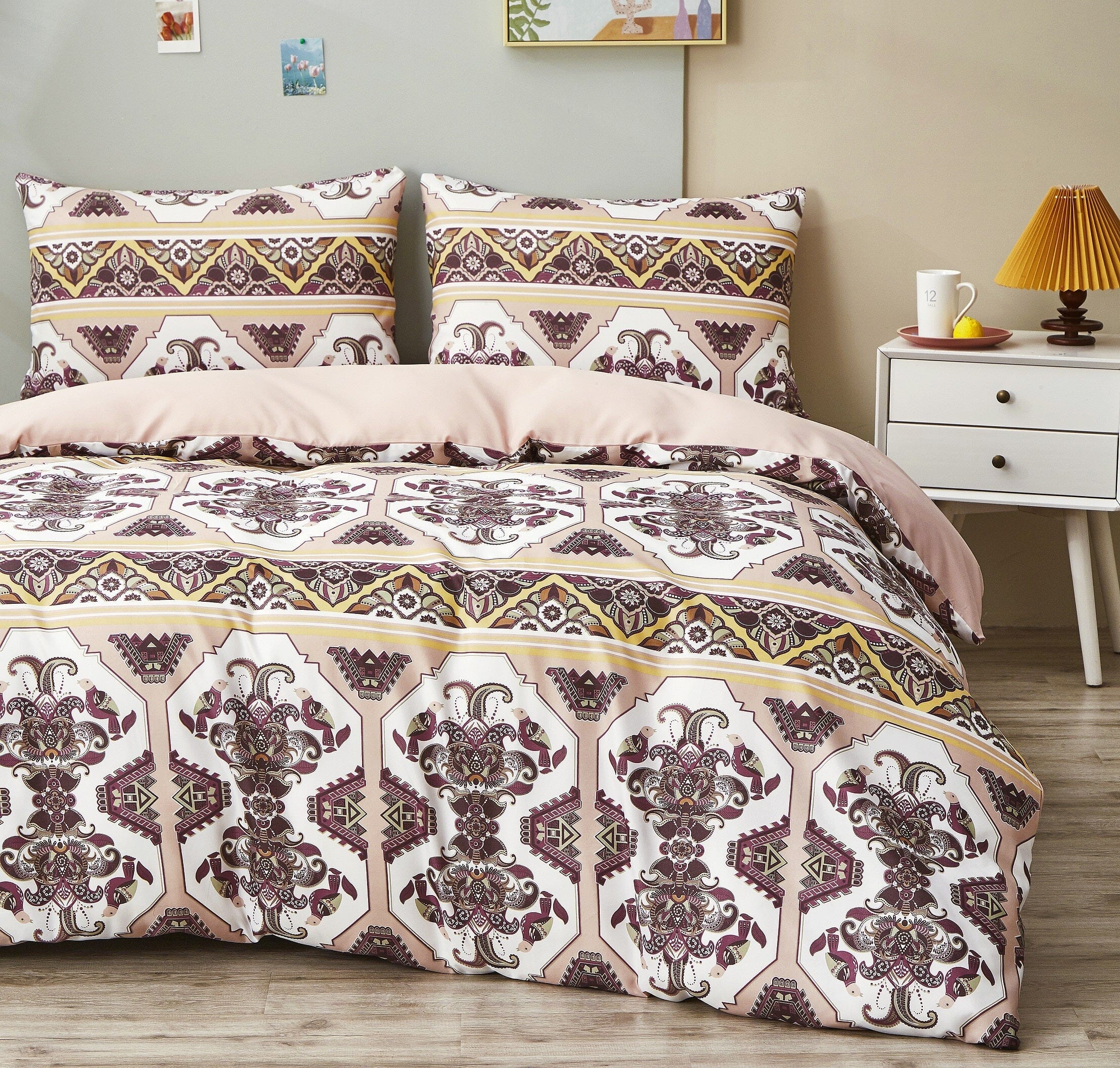  DaDa Bedding Collection DaDa Bedding Majestic Oriental Kilim Duvet Cover - w/ Pillow Cases Royal Persian Traditional Design Intricate Ornate Ornament Print by DaDa Bedding Collection - Twin - Bonton