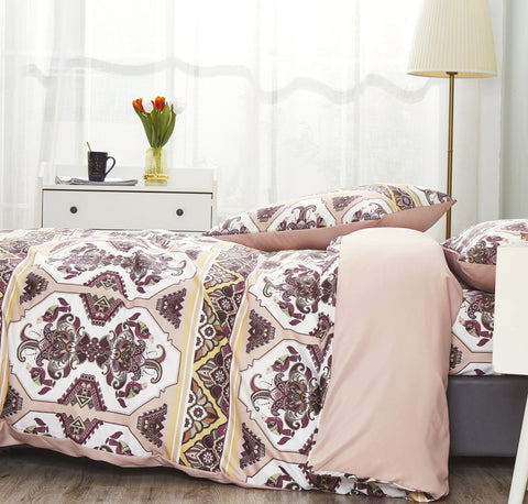 DaDa Bedding Majestic Oriental Kilim Duvet Cover - w/ Pillow Cases Royal Persian Traditional Design Intricate Ornate Ornament Print by DaDa Bedding Collection