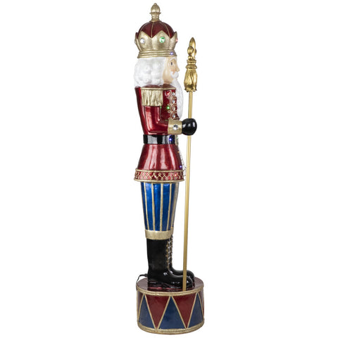 LED Lighted Jeweled Commercial Grade Fiberglass Christmas Nutcracker - 6' - Red and Blue