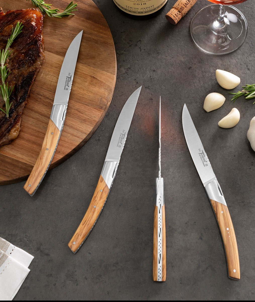 French Home Goyon-Chazeau Set of 4 Pirou Castle Steak Knives With Olive Wood Handles - Default Title - Bonton