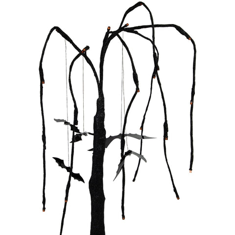 Pre-Lit Glittered Halloween Willow Tree With Bats - 24" - LED Orange Lights