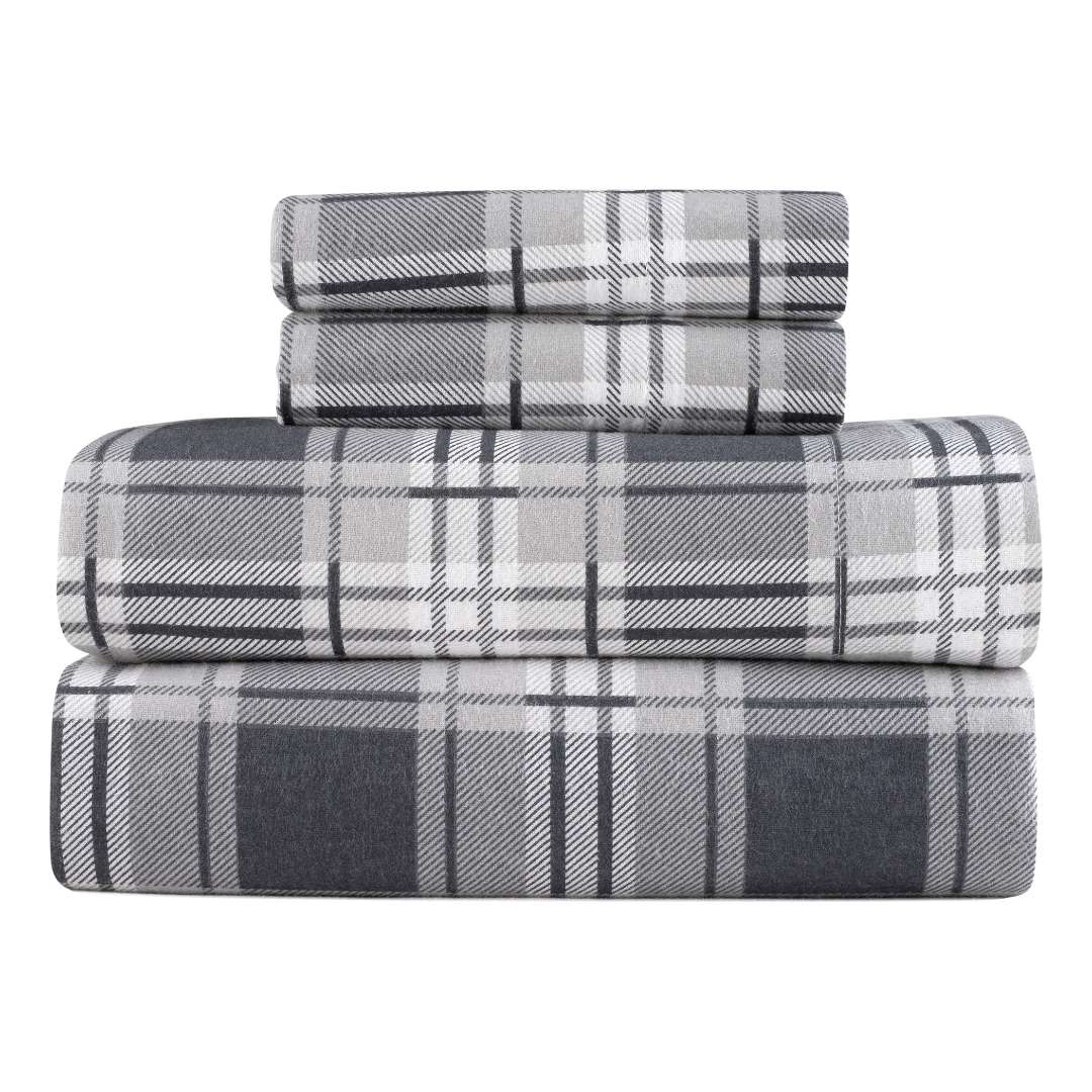  Kathy Ireland Home Kathy Ireland 100% Turkish Cotton Flannel Sheet Set - Buffalo Tartan - Bonton