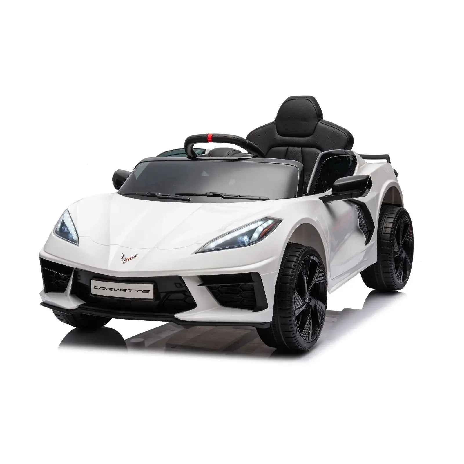  Freddo 12V Chevrolet Corvette C8 Stingray 1-Seater Kids Ride-on Car - White - Bonton