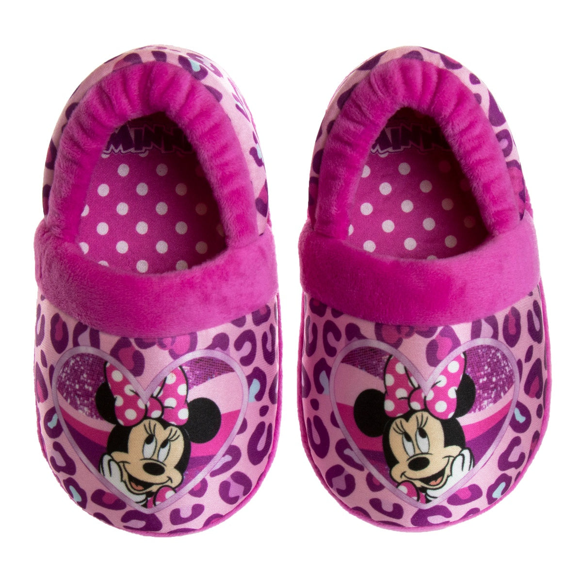  Josmo Disney Minnie Mouse Girls Dual Sizes Nylex Fabric Slippers - Hot Pink/Purple, Size: 9-10 - 6-May - Bonton