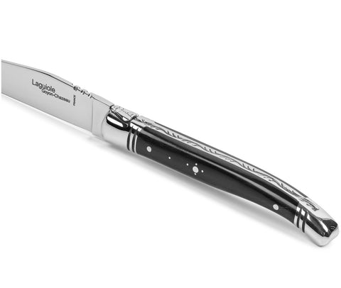Goyon-Chazeau Set of 4 Laguiole Steak Knives With Ebony Wood Handles