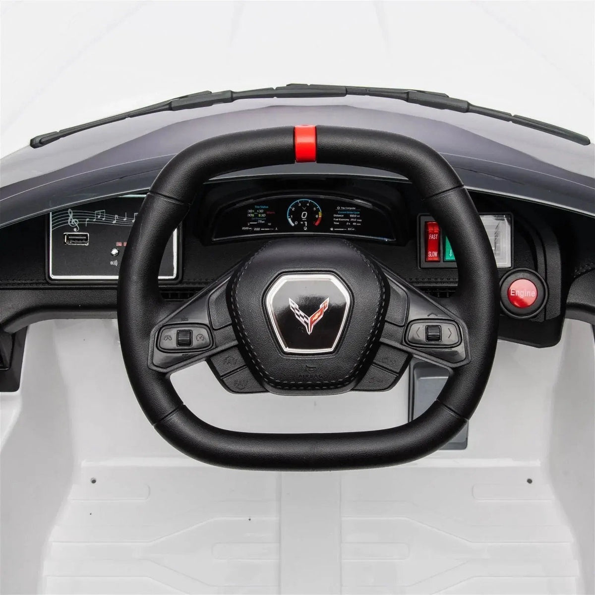  Freddo 12V Chevrolet Corvette C8 Stingray 1-Seater Kids Ride-on Car - White - Bonton