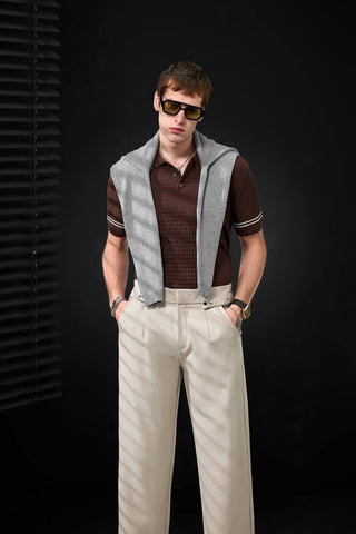 Kingsley Side-Tab Trousers TAUPE
