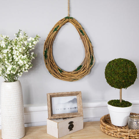 Natural Grapevine and Twig Oval Spring Wreath With Moss - 15.25"