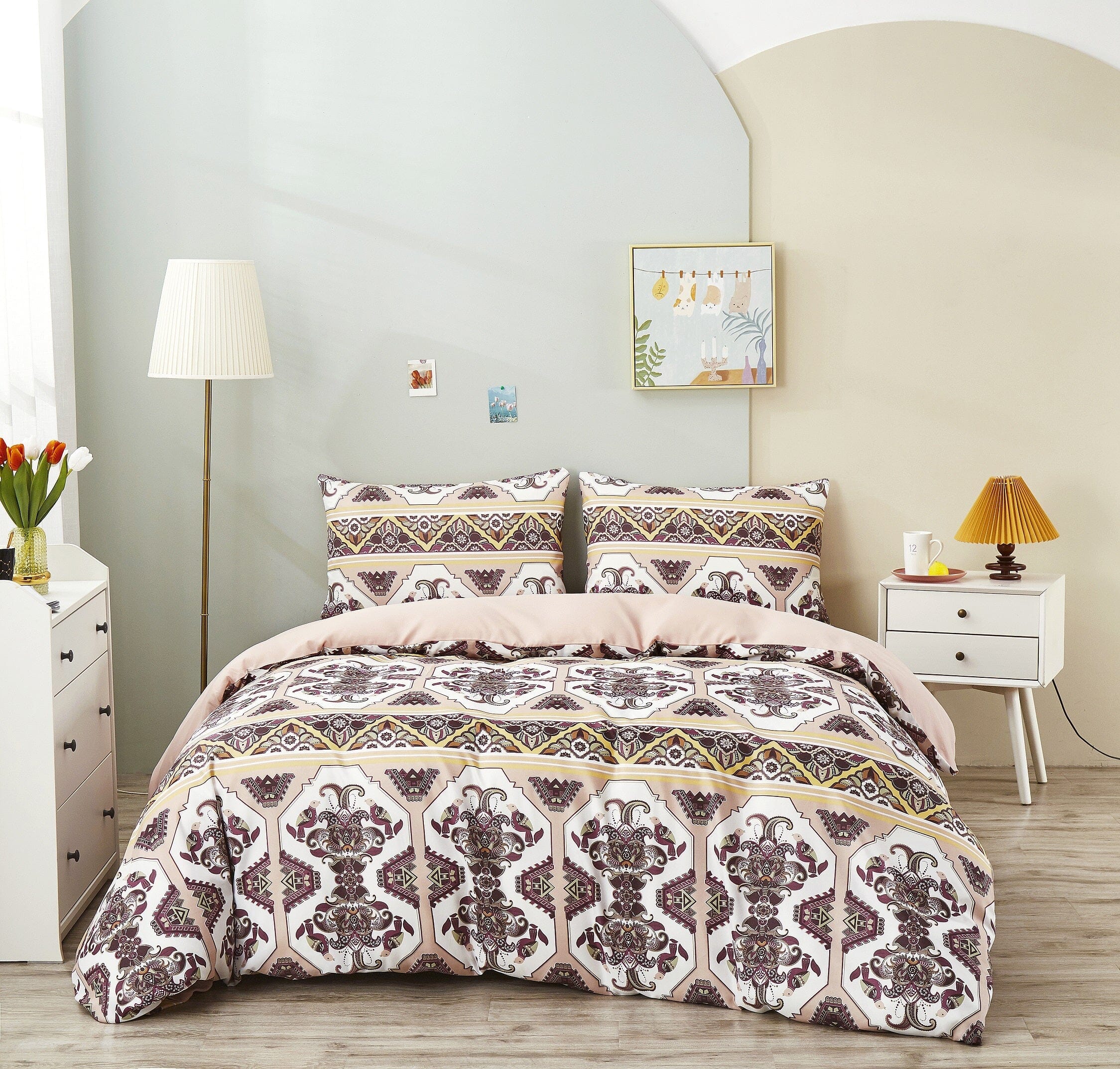  DaDa Bedding Collection DaDa Bedding Majestic Oriental Kilim Duvet Cover - w/ Pillow Cases Royal Persian Traditional Design Intricate Ornate Ornament Print by DaDa Bedding Collection - Twin - Bonton
