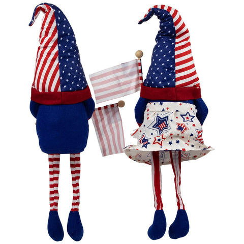 Stars and Stripes Patriotic Gnomes With Dangling Legs - 21.25" - Set of 2