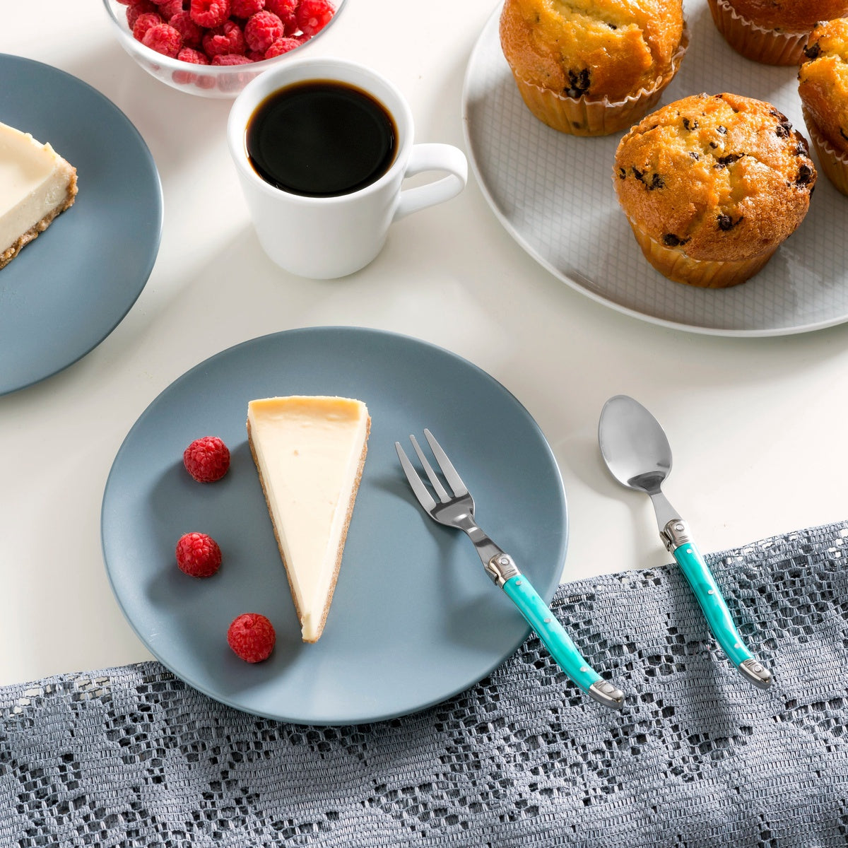  French Home Laguiole Cocktail or Dessert Spoons and Forks, Set of 8, Turquoise - Default Title - Bonton