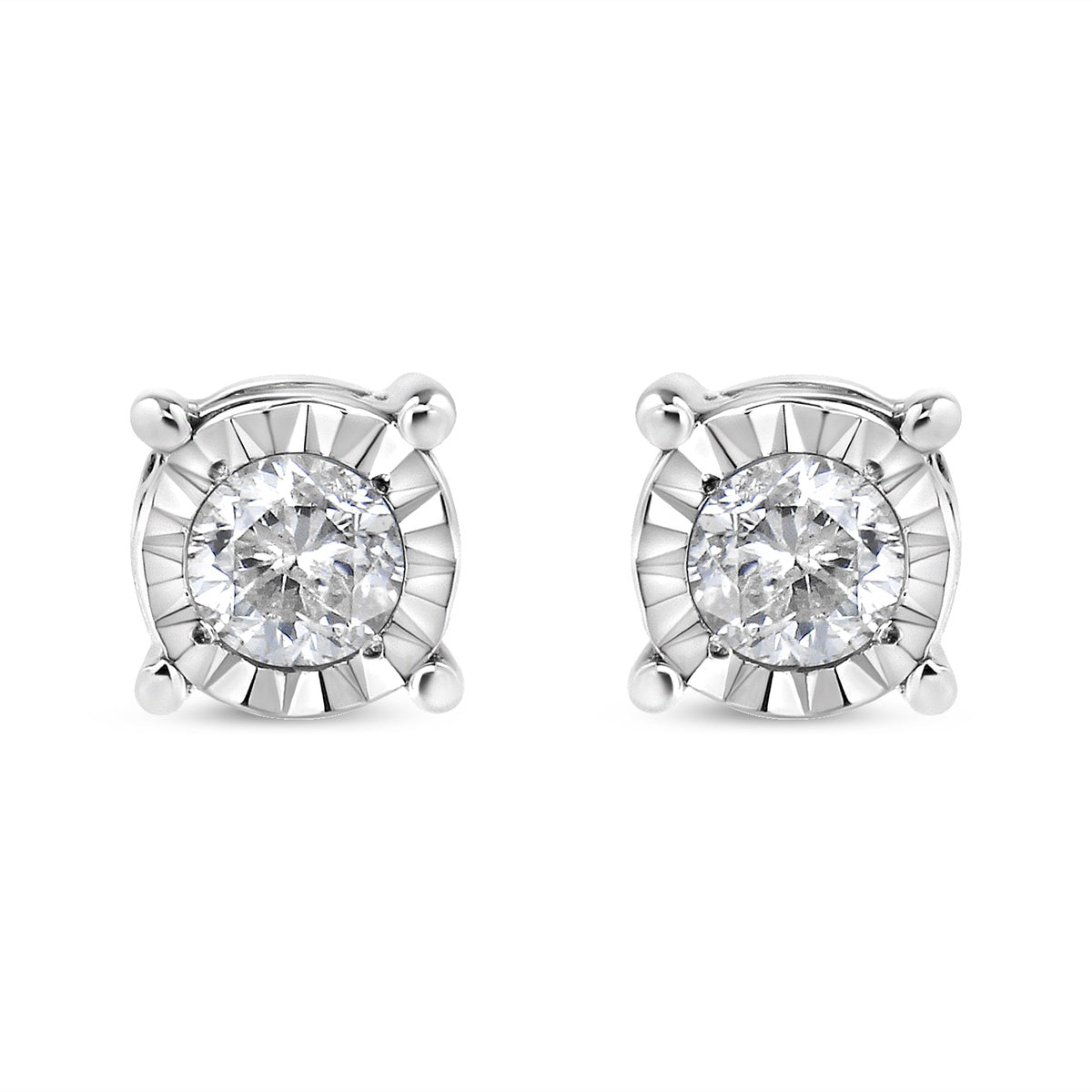  Haus of Brilliance .925 Sterling Silver 1/5 Cttw Round Near Colorless Diamond Miracle-Set Stud Earrings (J-K Color, I2-I3 Clarity) - White - Bonton