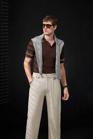 Kingsley Side-Tab Trousers TAUPE