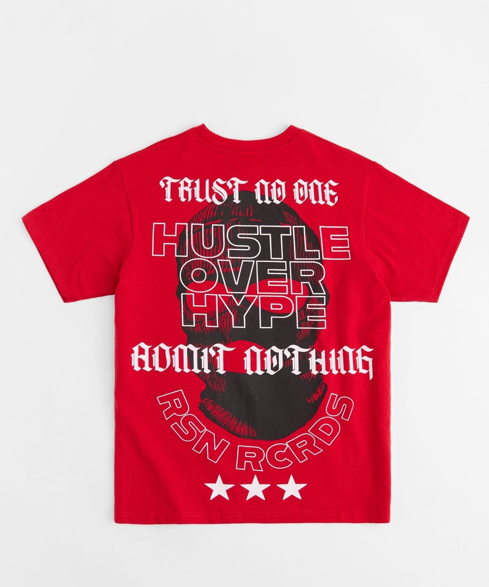  Reason Clothing Hustle Over Hype Short Sleeve Tee - Red - RED - Bonton