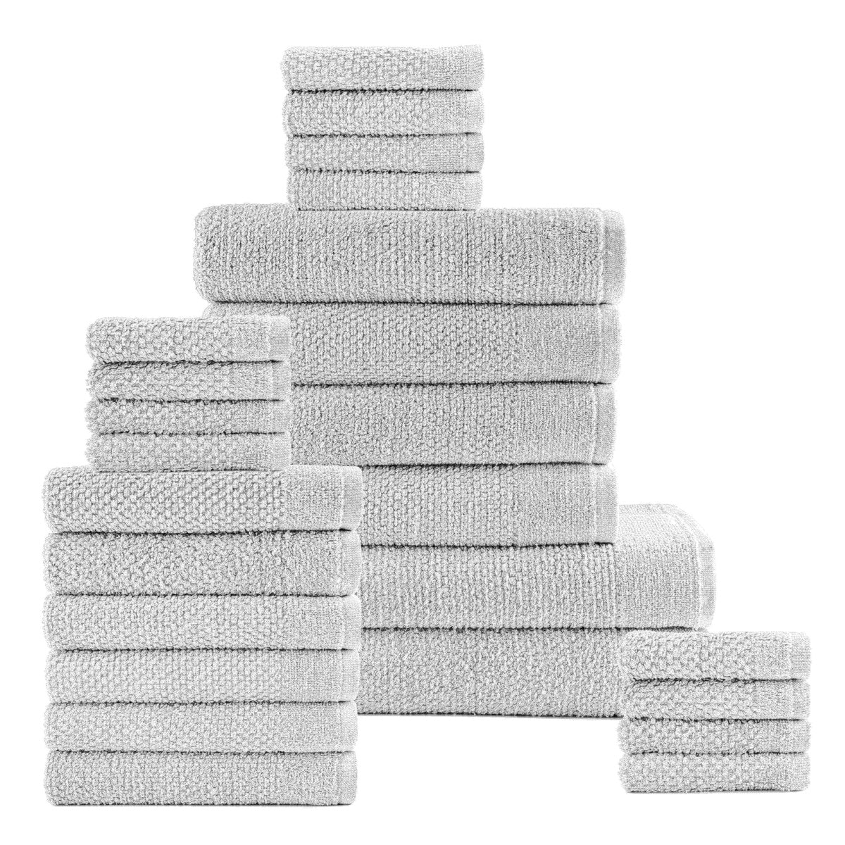  Dan River Dan River 24 Piece Popcorn Cotton Bath Towel Set. - Stone Gray - Bonton