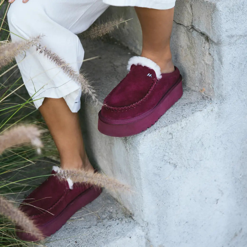  Mykos Cassie Women's Slip-on Platform Slipper - Wine - Bonton