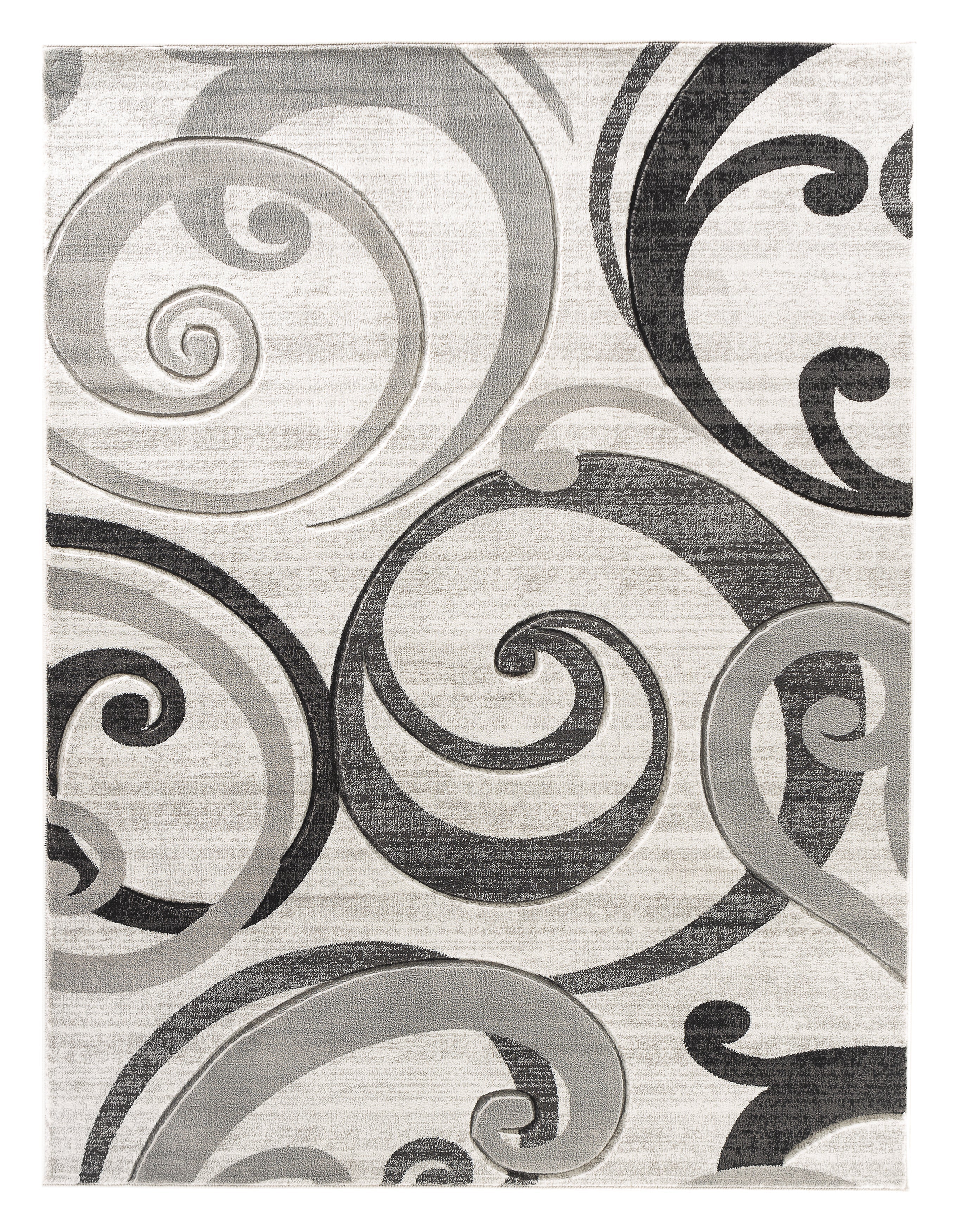  Home Mart Goods Grey Swirls Hand-Carved Soft Living Room Area Rug by Homemartgoods - 5' x 7' - Bonton