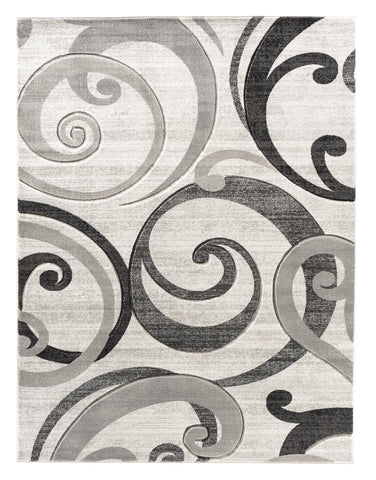 Grey Swirls Hand-Carved Soft Living Room Area Rug by Homemartgoods