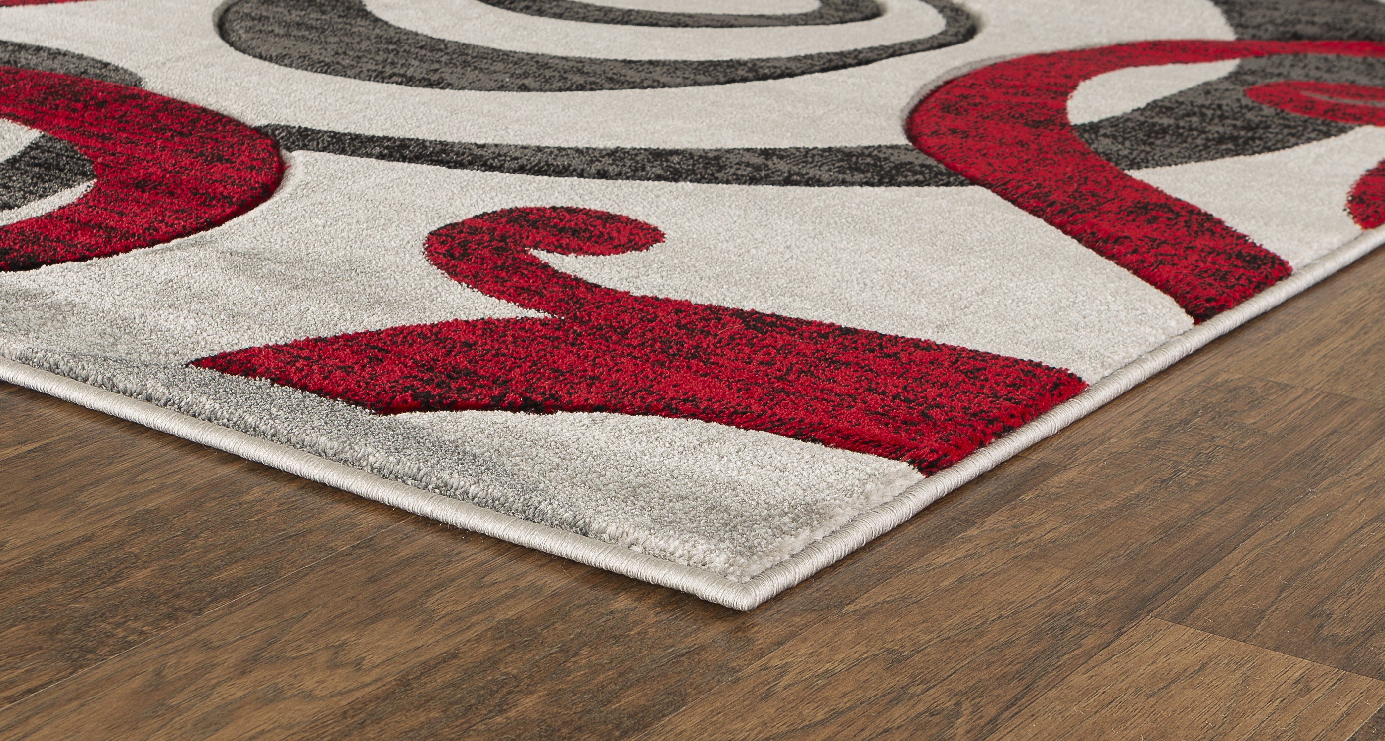  Home Mart Goods Red Swirls Hand-Carved Soft Living Room Area Rug by Homemartgoods - 3'8