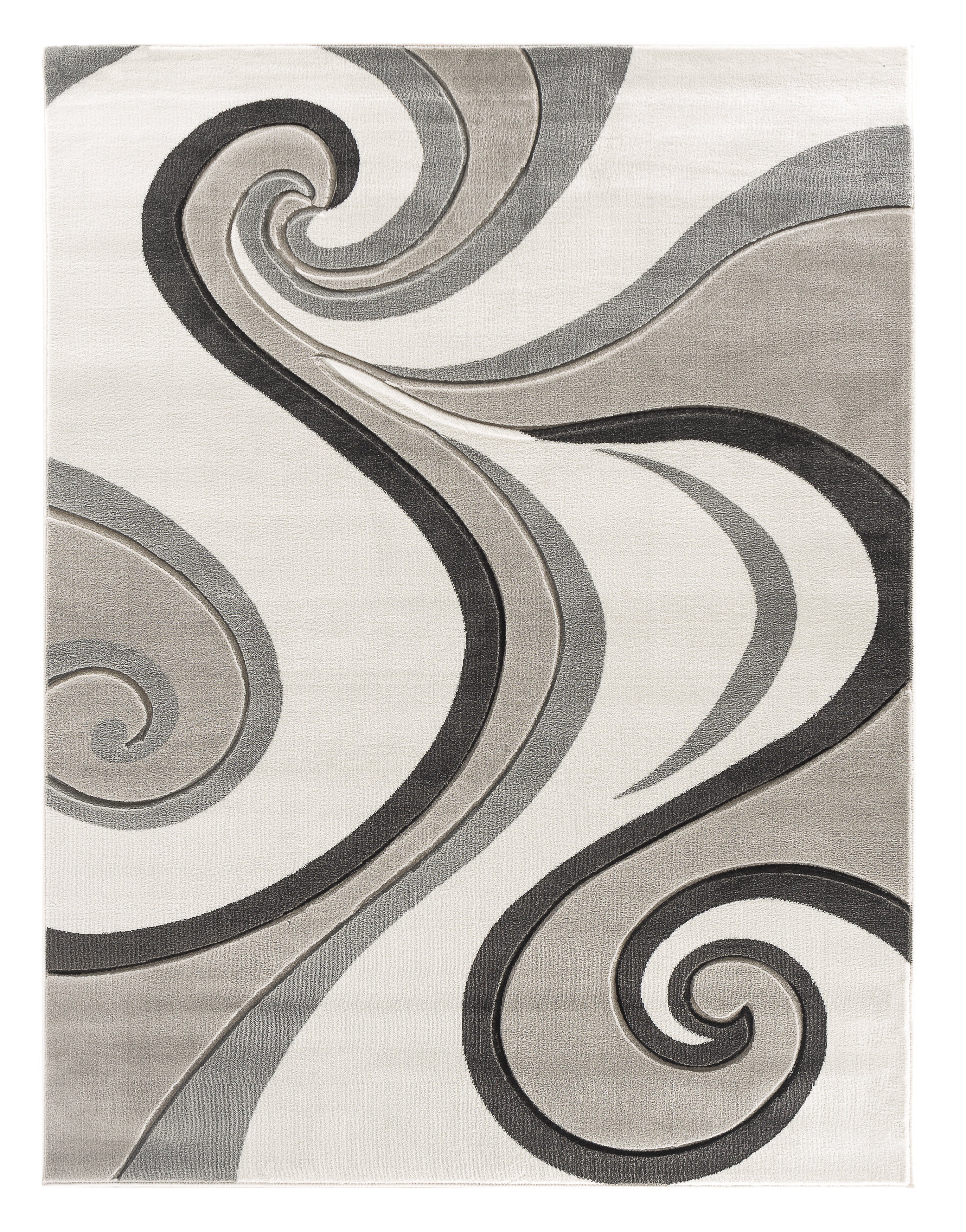  Home Mart Goods Grey Swirls Hand-Carved Soft Living Room Area Rug by Homemartgoods - 3'8