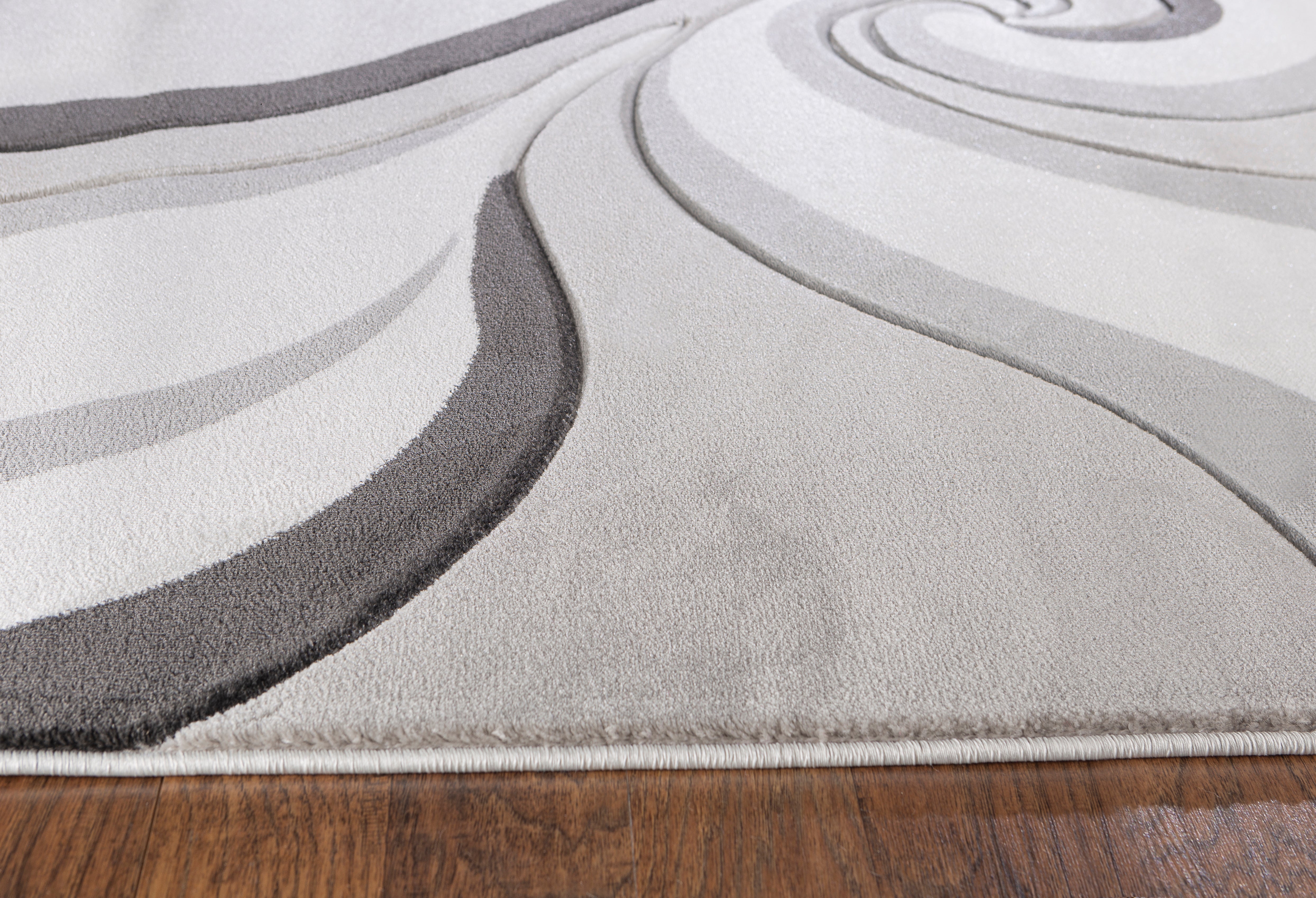  Home Mart Goods Grey Swirls Hand-Carved Soft Living Room Area Rug by Homemartgoods - 3'8
