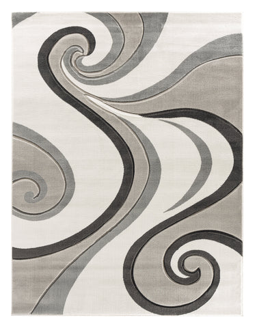 Grey Swirls Hand-Carved Soft Living Room Area Rug by Homemartgoods