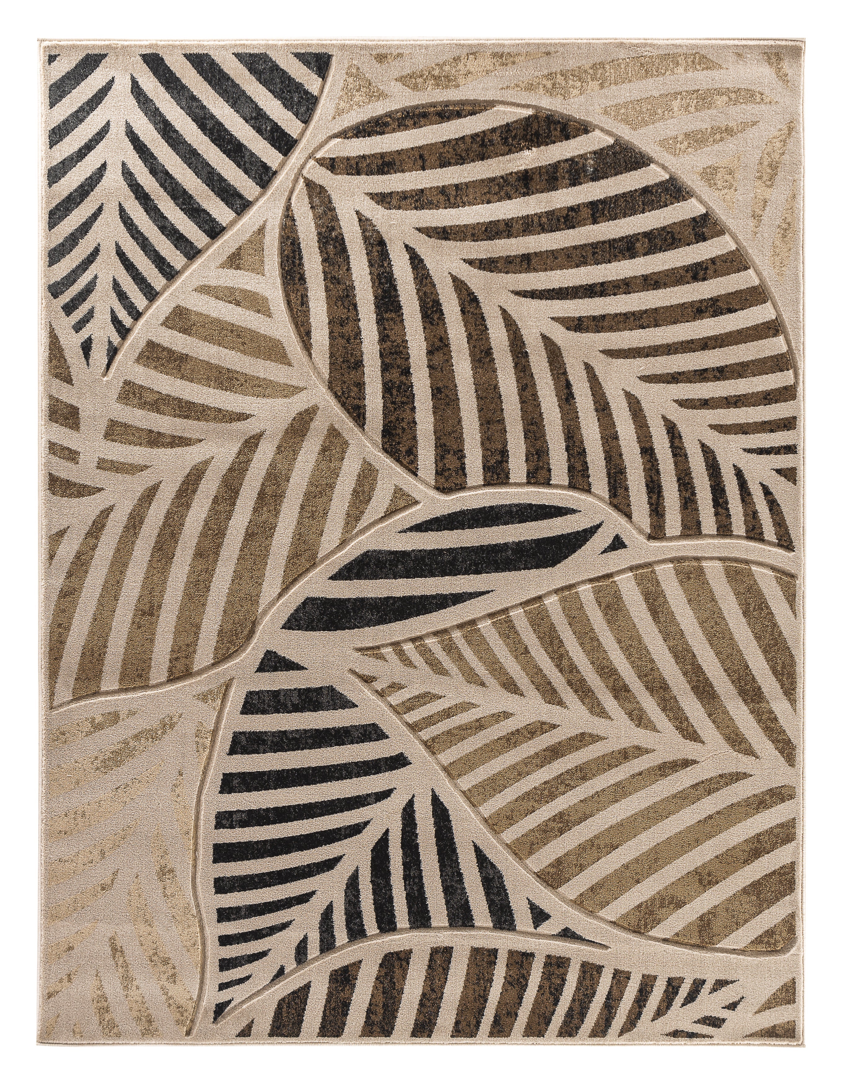  Home Mart Goods Beige Leaf Hand-Carved Soft Living Room Area Rug by Homemartgoods - 5' x 7' - Bonton
