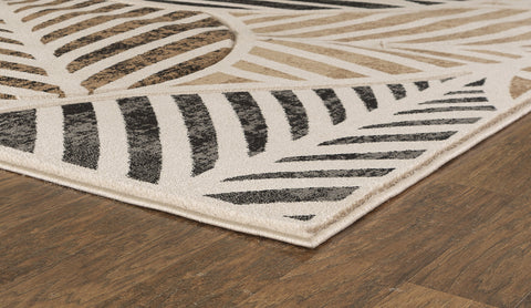 Beige Leaf Hand-Carved Soft Living Room Area Rug by Homemartgoods