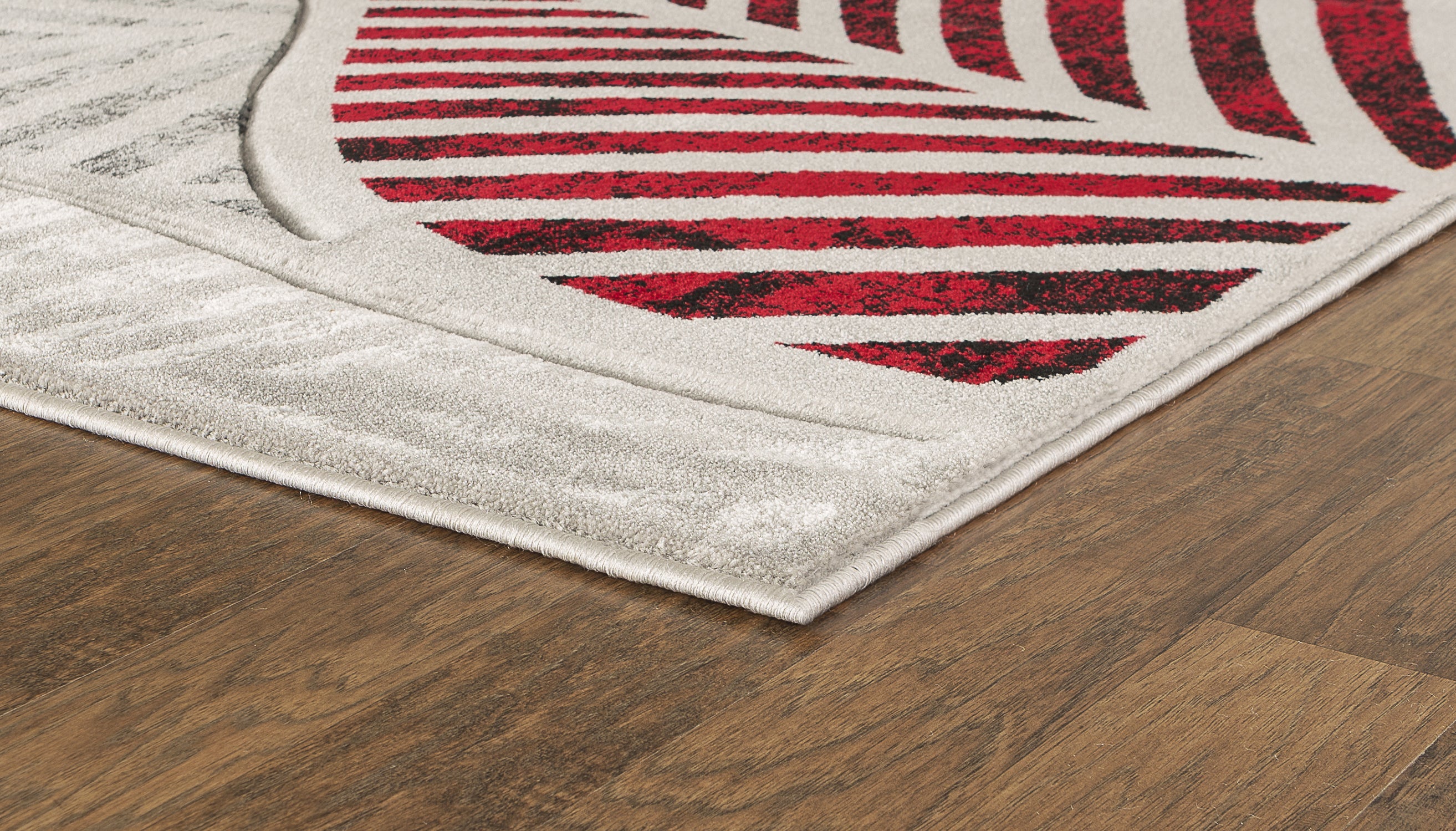  Home Mart Goods Red Silver Grey Leaf Hand-Carved Soft Living Room Area Rug by Homemartgoods - 5' x 7' - Bonton
