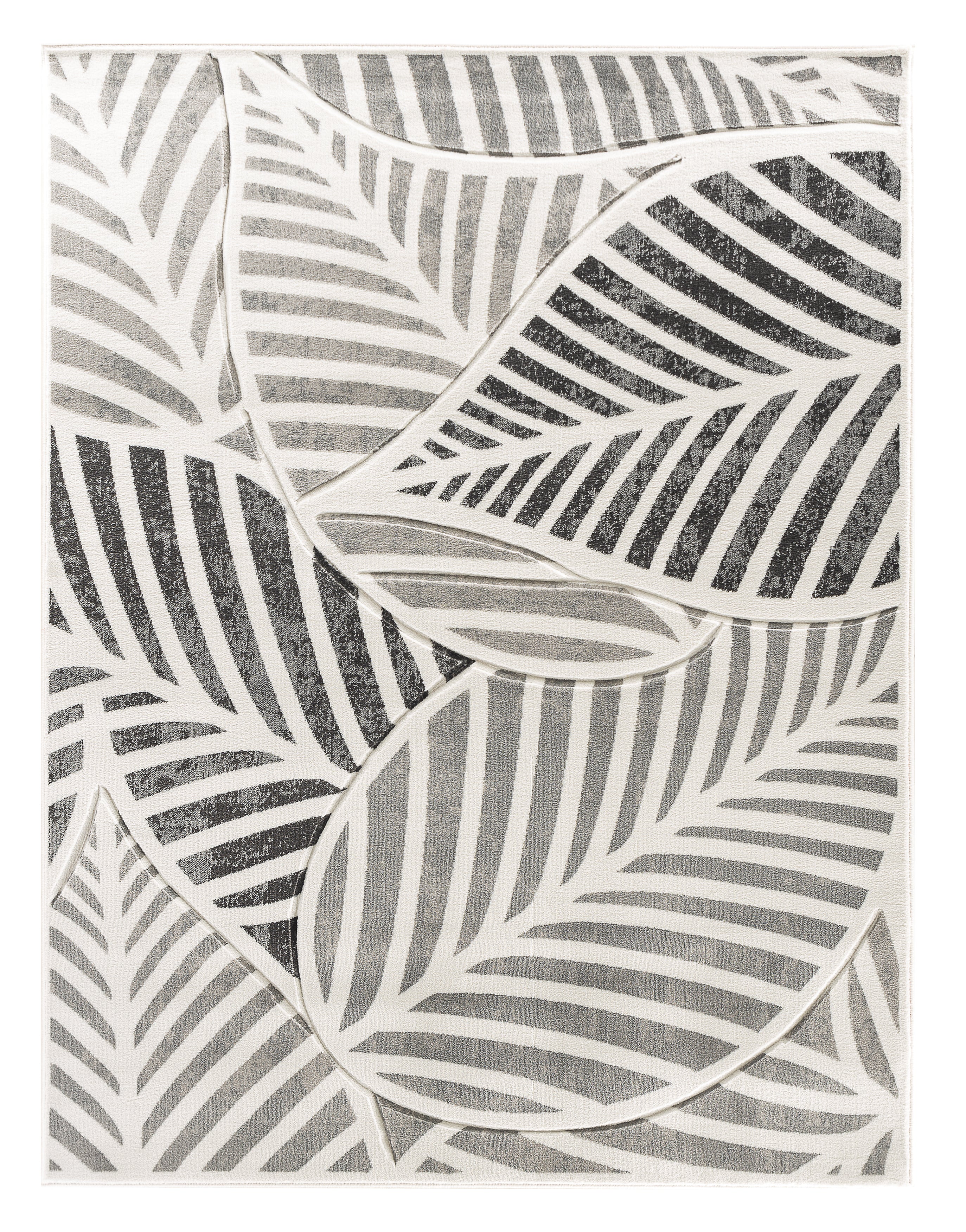  Home Mart Goods Silver Grey Leaf Hand-Carved Soft Living Room Area Rug by Homemartgoods - 5' x 7' - Bonton