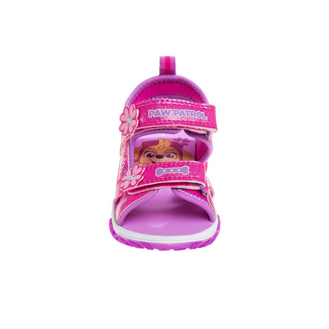 Paw Patrol Everest Skye Light Up Summer Girls Sandals - Hook&Loop Adjustable Strap Open Toe Sandal Water Shoe - Pink (Sizes 6-12 Toddler)
