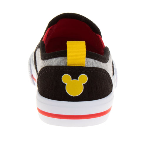 Mickey Mouse Casual No Lace Shoes - Low Top Canvas Slip-on Tennis Boys Sneakers - Disney Character Sneaker Shoe (Size 5-12 Toddler)