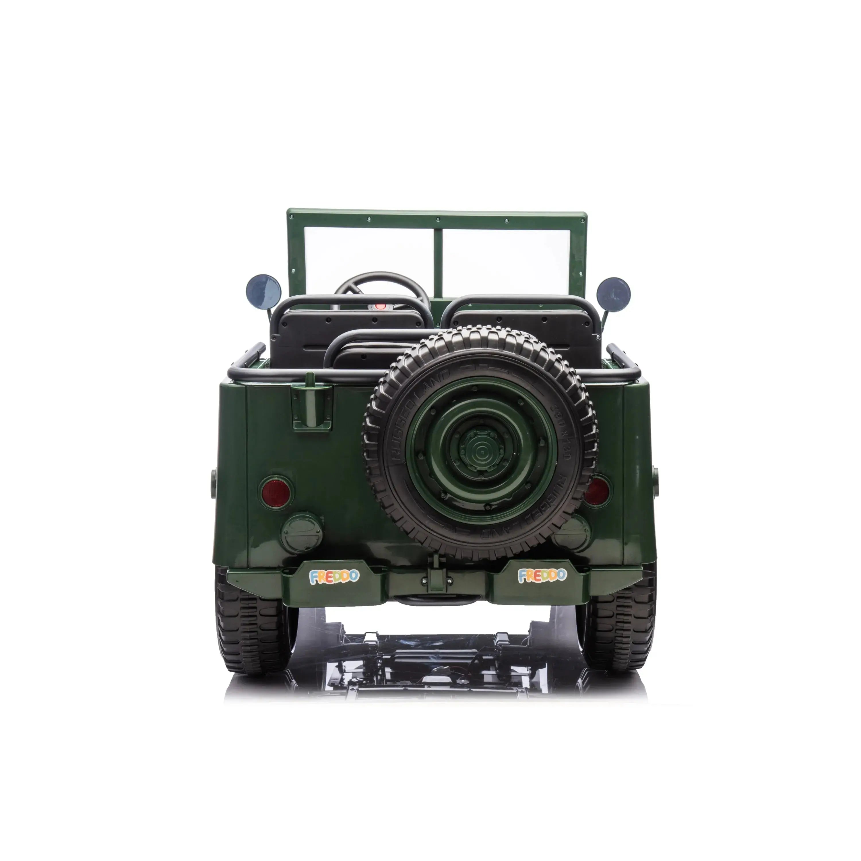  Freddo 24V Freddo Military Willy Truck 3 Seater Electric Ride On - Green - Bonton