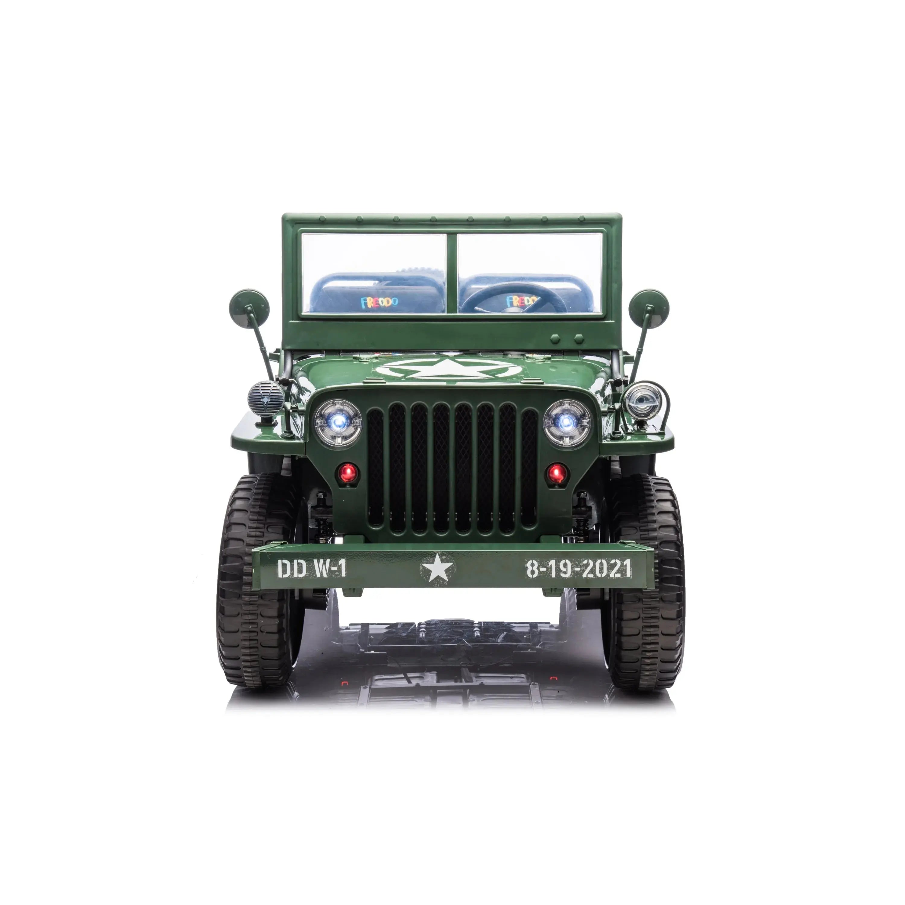  Freddo 24V Freddo Military Willy Truck 3 Seater Electric Ride On - Green - Bonton