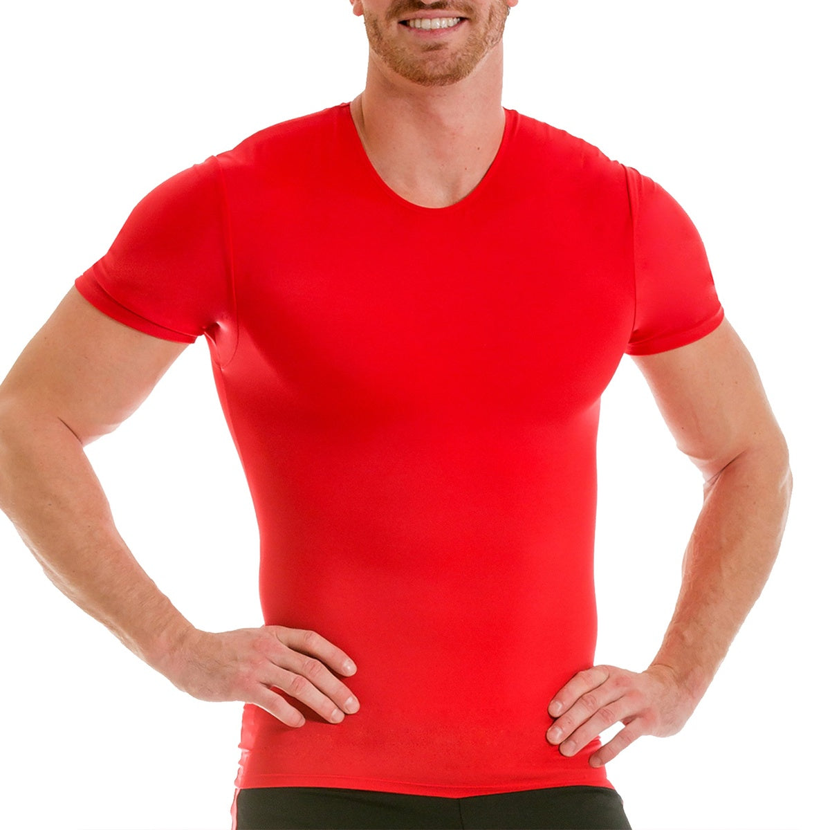  InstantFigure Insta Slim Big and Tall Activewear Compression Crew Neck TA0001BT - Army - Bonton