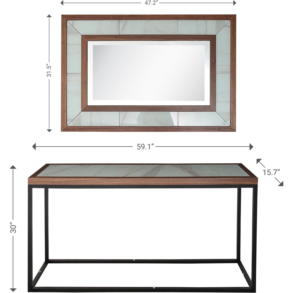  Camden Isle Riley Wall Mirror and Console Table - Mirror - Bonton