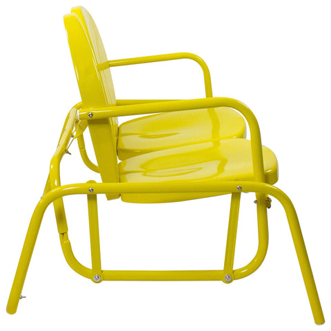 2-Person Outdoor Retro Metal Tulip Double Glider Patio Chair  Yellow