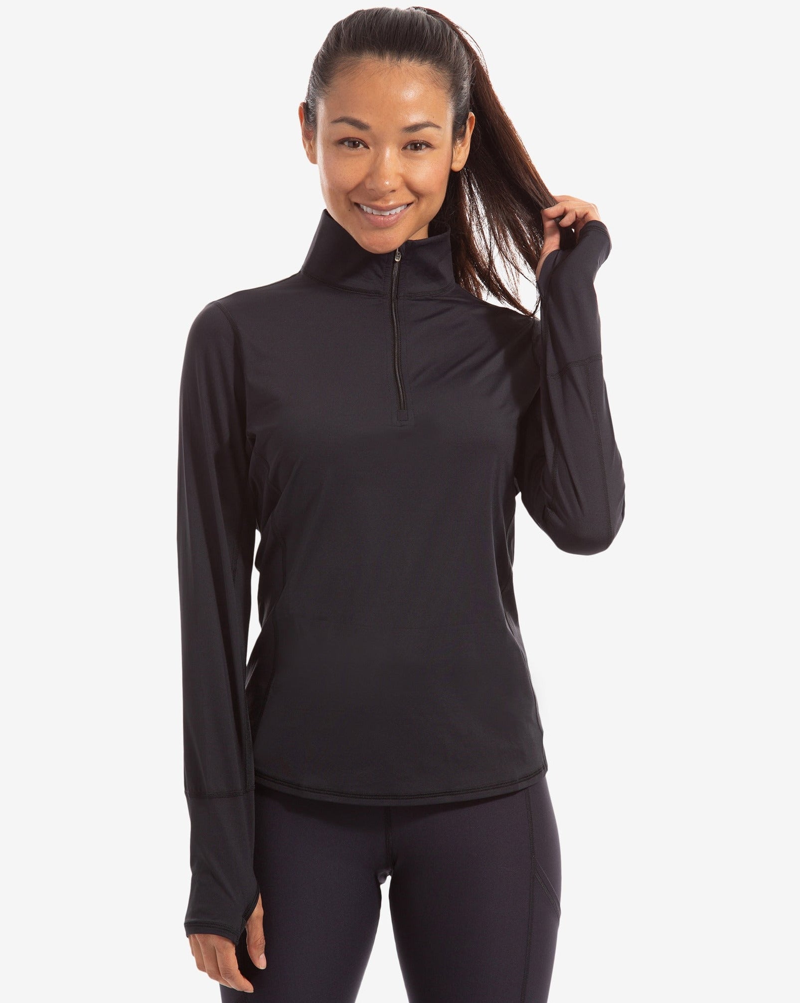  BloqUV WOMEN'S RELAXED MOCK ZIP TOP (3002) - Black - Bonton