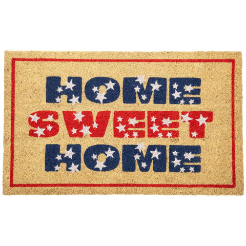 Red and Blue Americana Home Sweet Home Coir Outdoor Doormat 18" X 30"